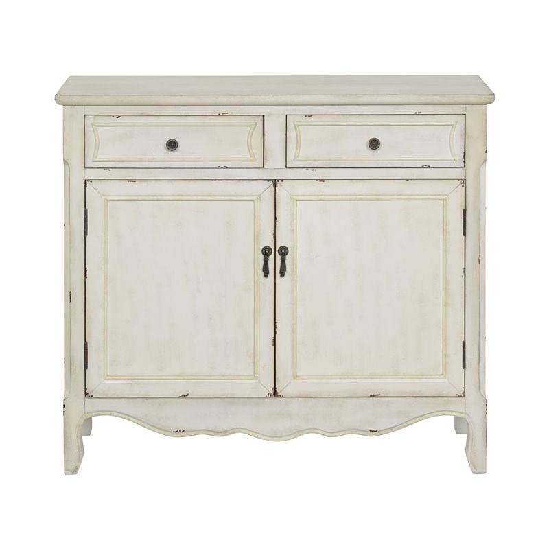 Coast To Coast Imports Jaxson Weathered White Green Two Drawer Two Door Cupboard