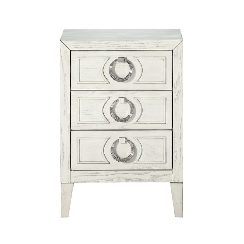Coast To Coast Imports Reeds White Three Drawer Chairside Chest