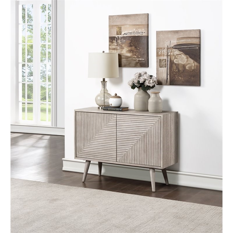 Coast To Coast Imports Holbrook Washed Two-Door Cabinet with Reeded Door Facings