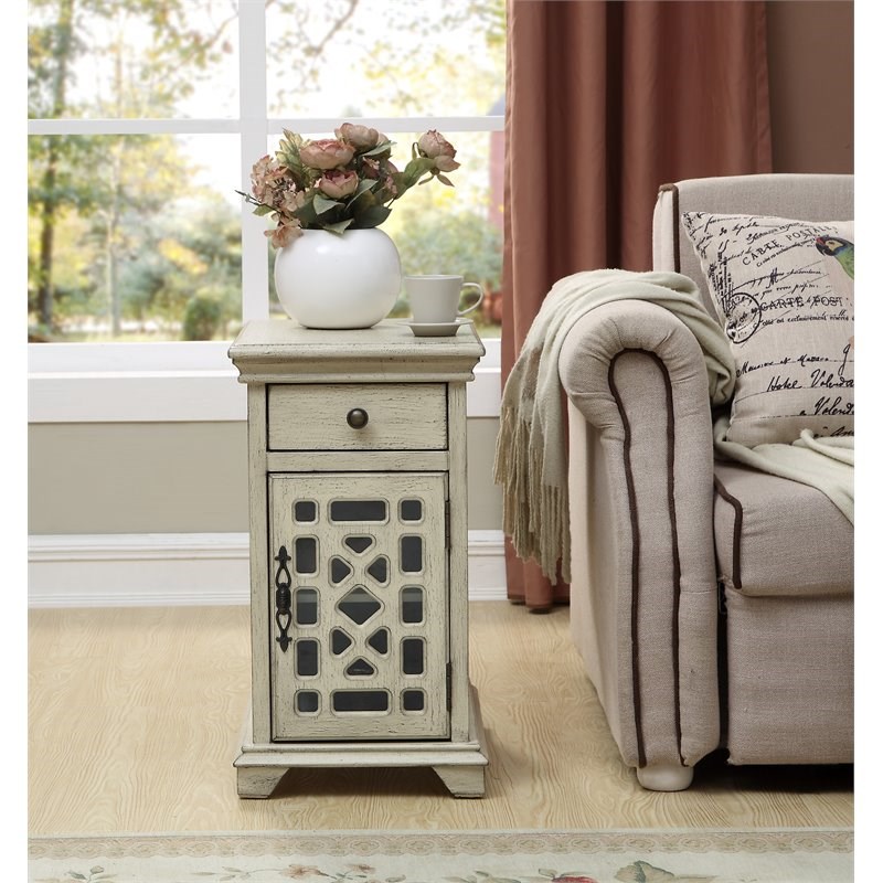 Coast To Coast Imports Millstone Texture Ivory 1-Drawer/Door Chairside Cabinet