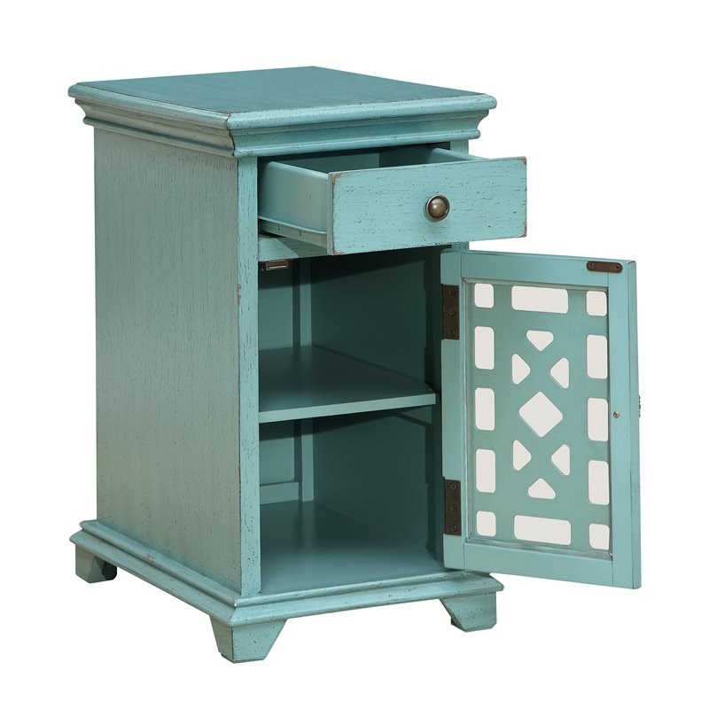 Coast To Coast Imports Bayberry Blue Rub-through 1-Drawe/Door Chairside Cabinet