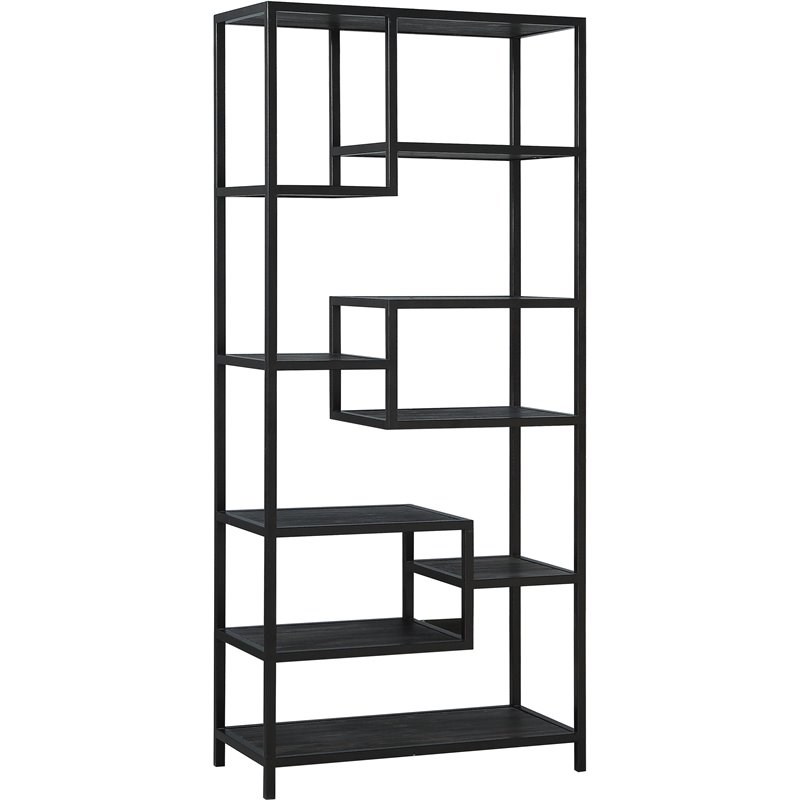 Coast To Coast Imports Aspen Acacia Solid Wood and Metal Frame Etagere in Brown