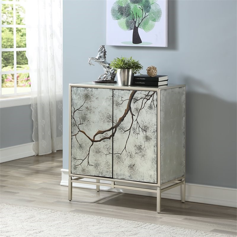 Coast To Coast Imports Silvermist Winter Forest Two Door Cabinet