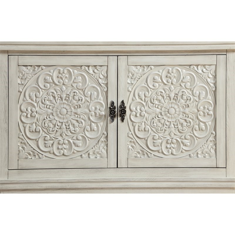 Coast To Coast Imports Galina Ash Wood Veneer Two-Door Cabinet in White
