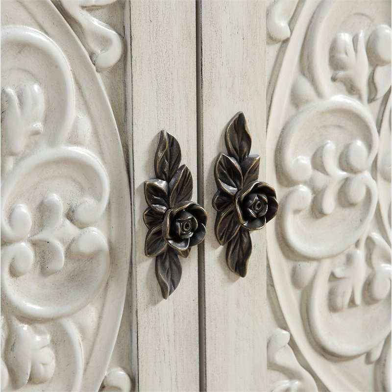 Coast To Coast Imports Galina Ash Wood Veneer Two-Door Cabinet in White