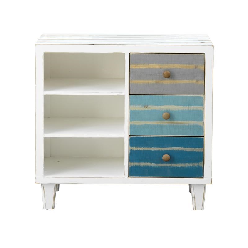 Coast to Coast Imports Three Drawer Cabinet in White Washed