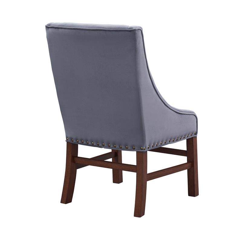 Coast to Coast Imports Accent Dining Chair in Blue Gray Upholstery / Brown Frame
