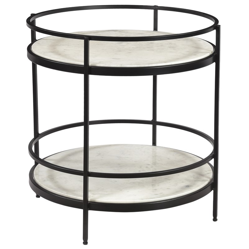 Coast to Coast Imports Round Accent Table in Black/ White