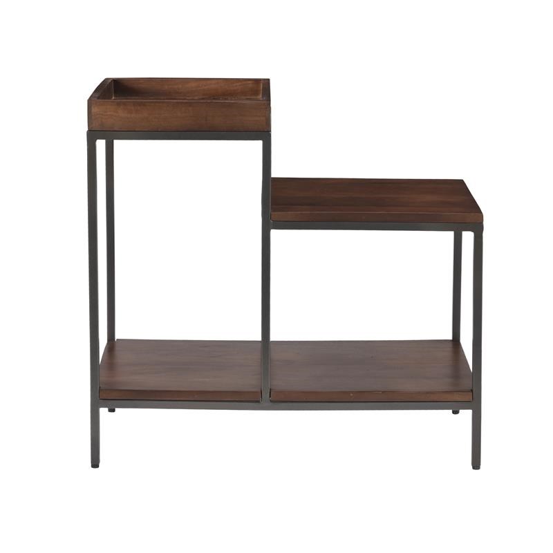Coast to Coast Imports Accent Table in Gunmetal/ Brown
