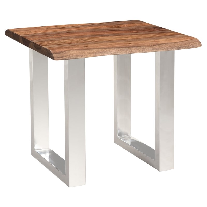Coast to Coast Imports Brownstone 2 Wood End Table with Brown Top/Chrome base