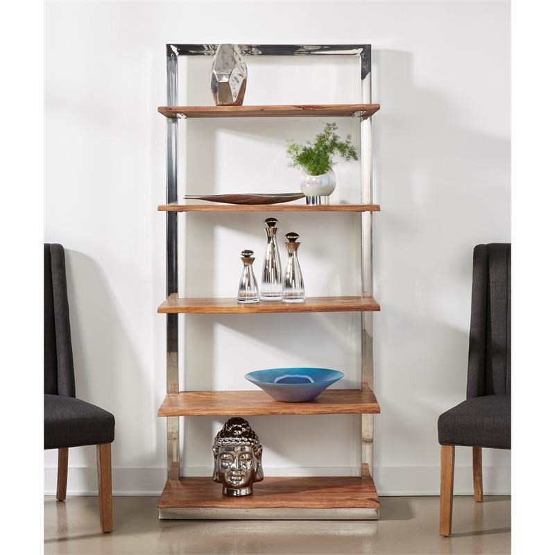 Coast to Coast Imports Brownstone 2 Wood Etagere with Brown Top/Chrome base