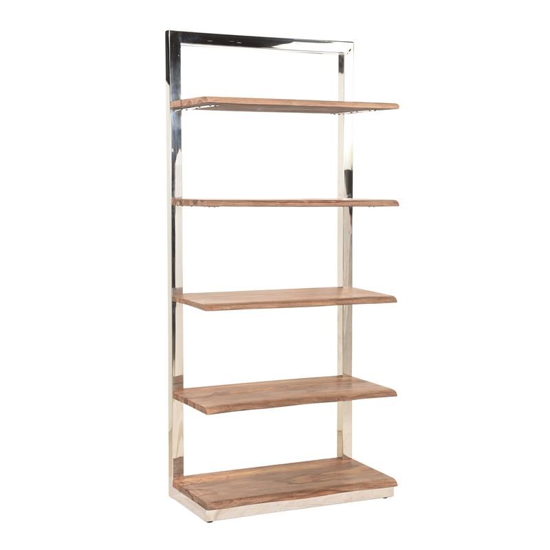 Coast to Coast Imports Brownstone 2 Wood Etagere with Brown Top/Chrome base