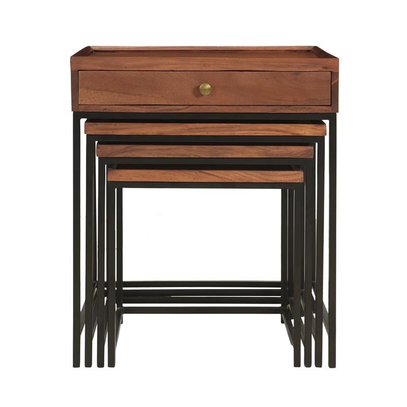 Coast to Coast Imports Field Warm Brown Wood Nesting Tables - Set of 4