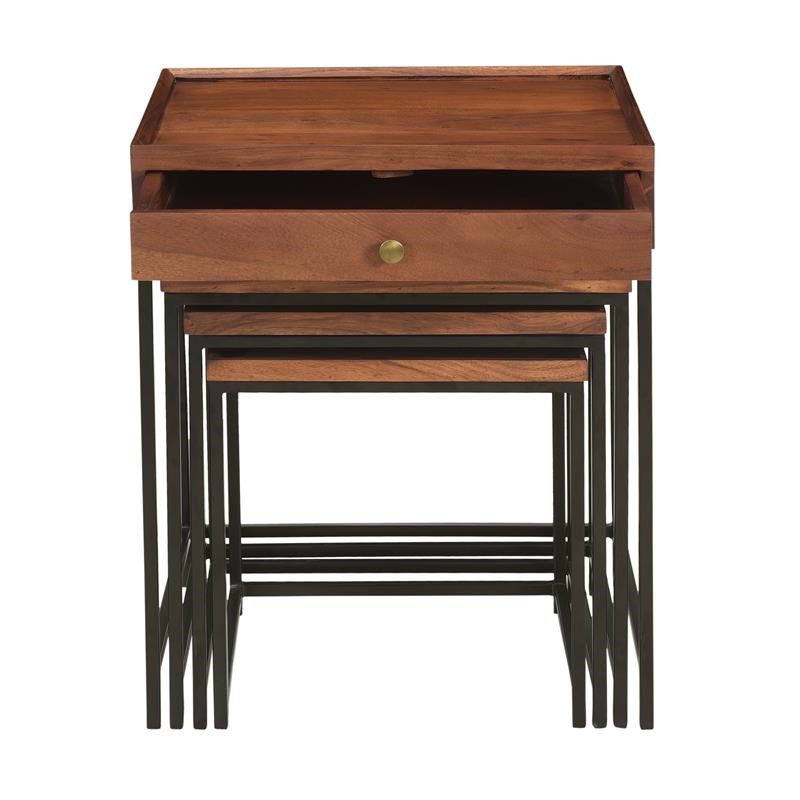 Coast to Coast Imports Field Warm Brown Wood Nesting Tables - Set of 4