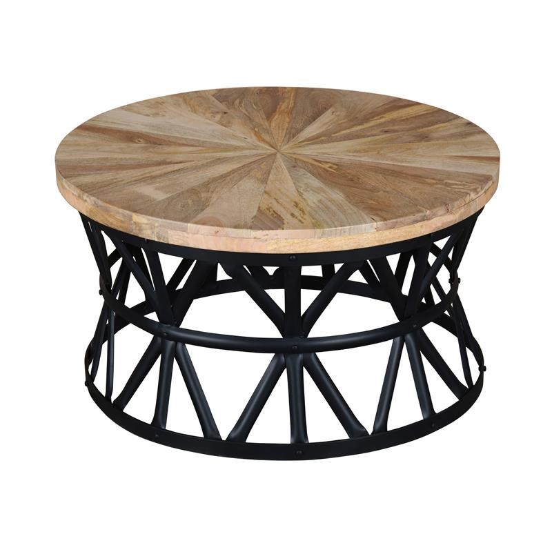 Coast to Coast Imports Ferris Light Natural Wood Cocktail Table with Black Base