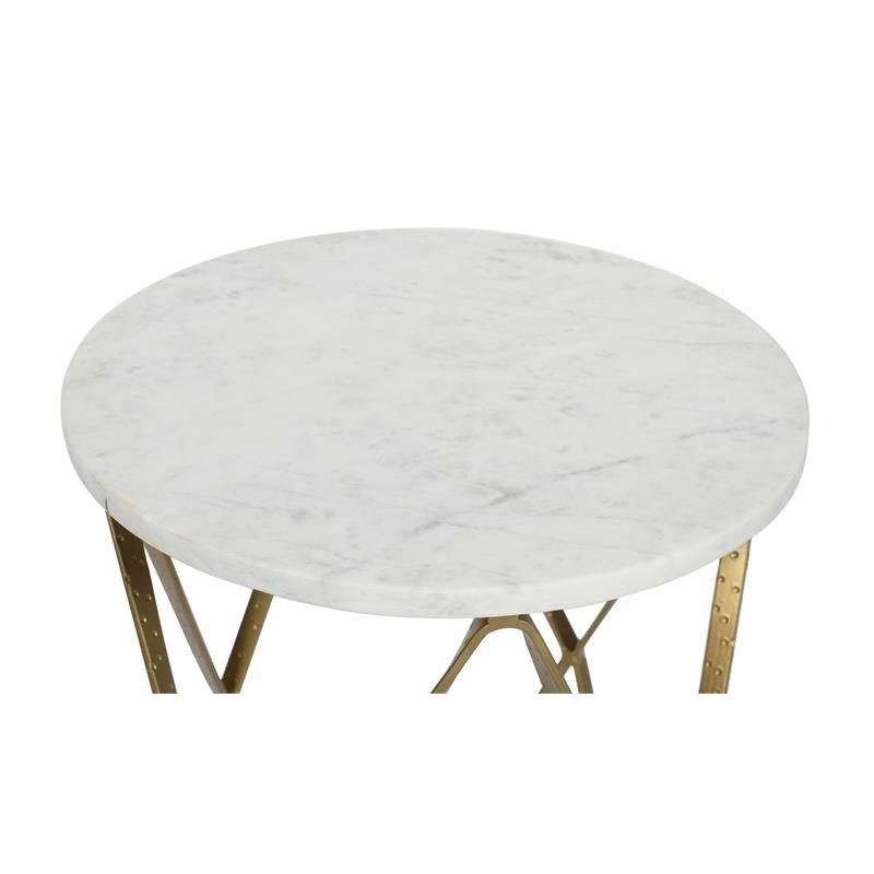 Coast to Coast Imports Tulle White Marble & Brassy Accent Table