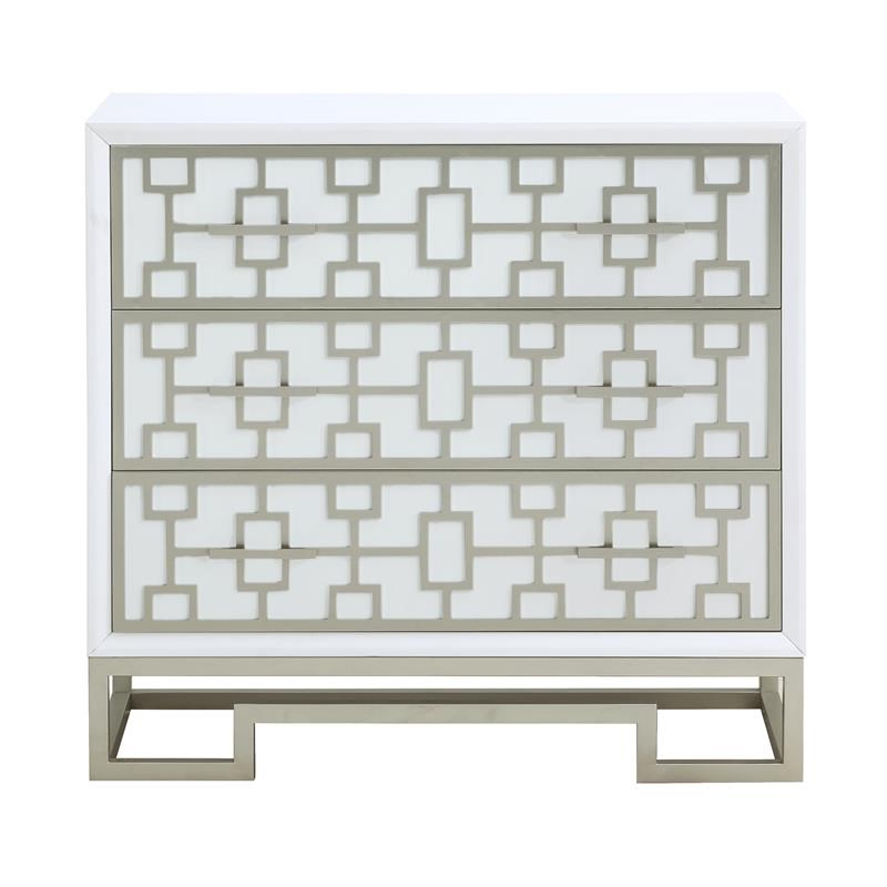 Coast to Coast Imports Dreamy White & Champagne Lights Three Drawer Chest