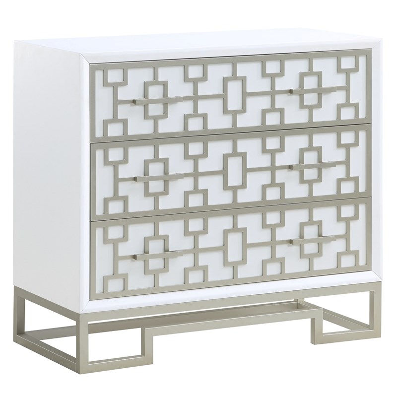 Coast to Coast Imports Dreamy White & Champagne Lights Three Drawer Chest