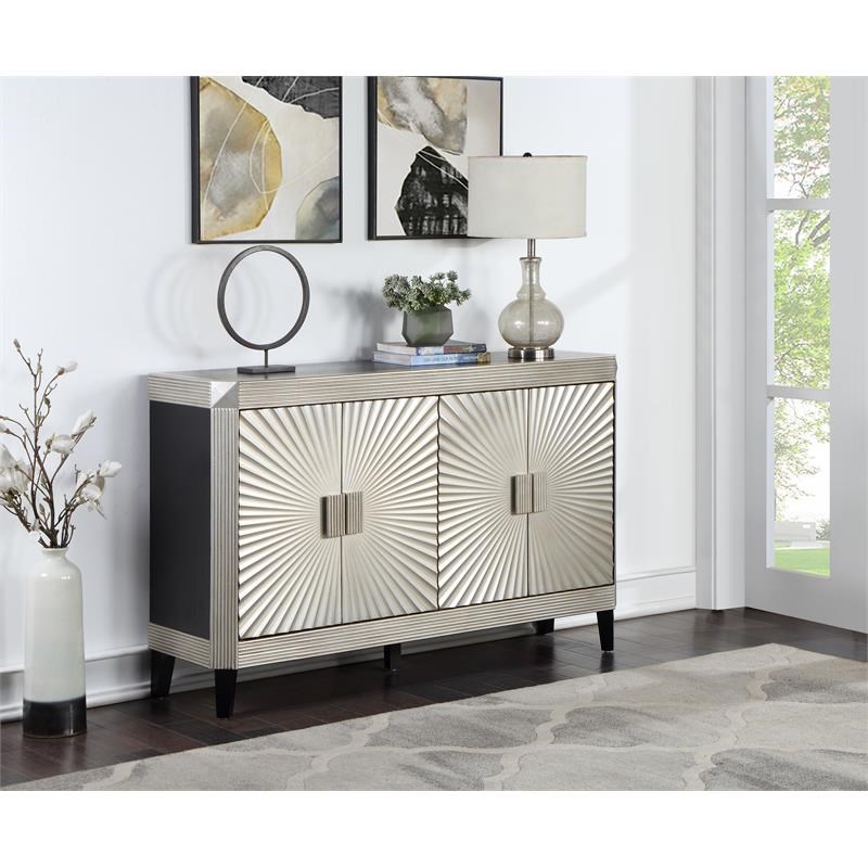 Coast to Coast Imports Rockwell Silver & Black Four Door Credenza