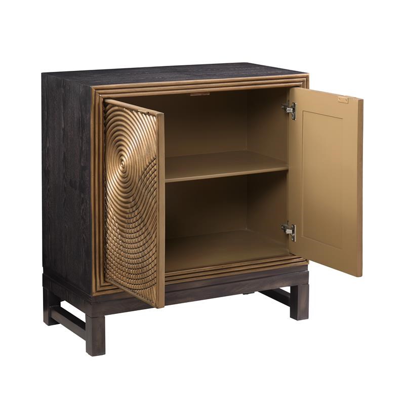 Coast to Coast Imports Zin Gold and Black Two Door Wood Cabinet