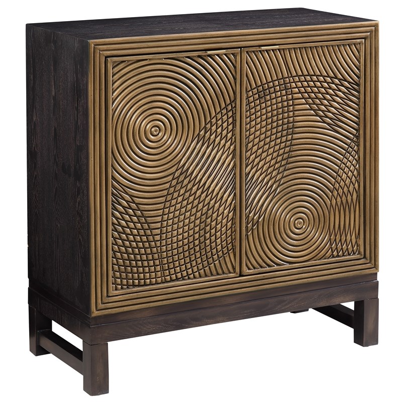 Coast to Coast Imports Zin Gold and Black Two Door Wood Cabinet