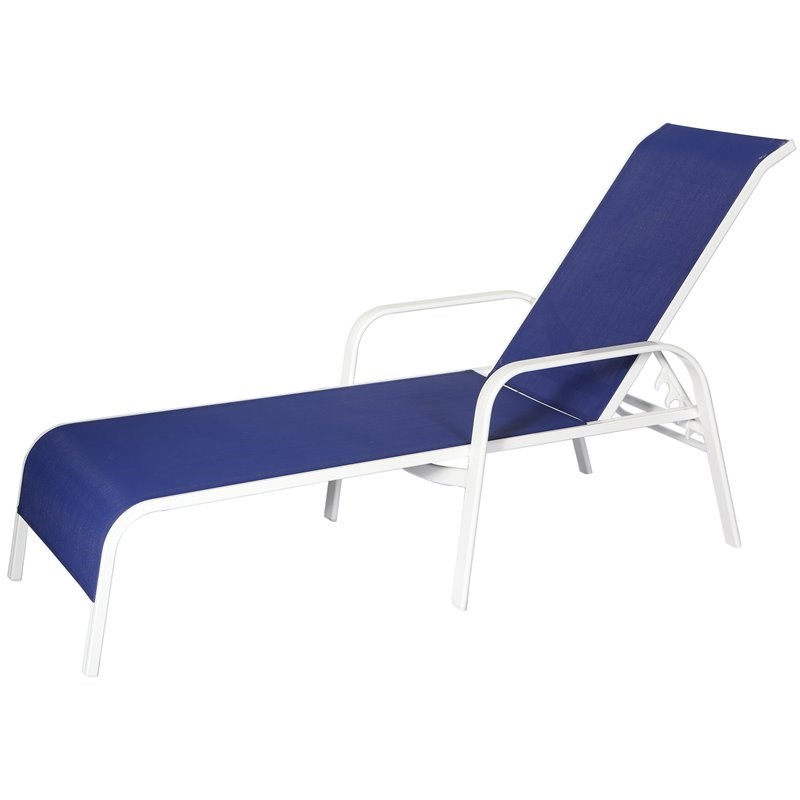 Shield Outdoor Comfort Care Patio Chaise Lounge in True Blue (Set of 4)