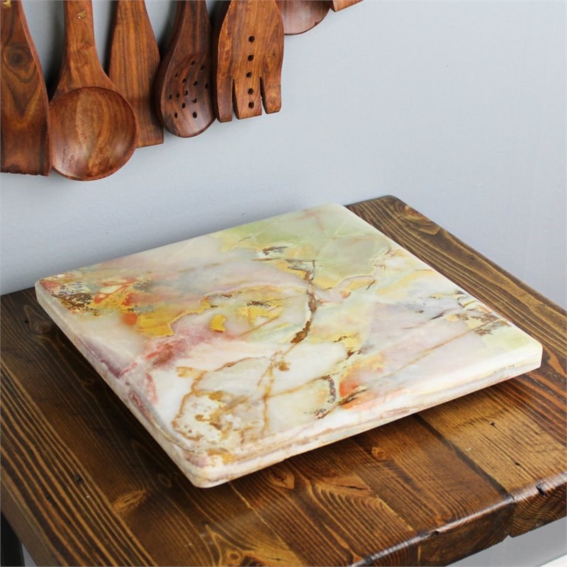 Natural Geo Decorative Multi-Color Square Onyx Kitchen Cutting Board
