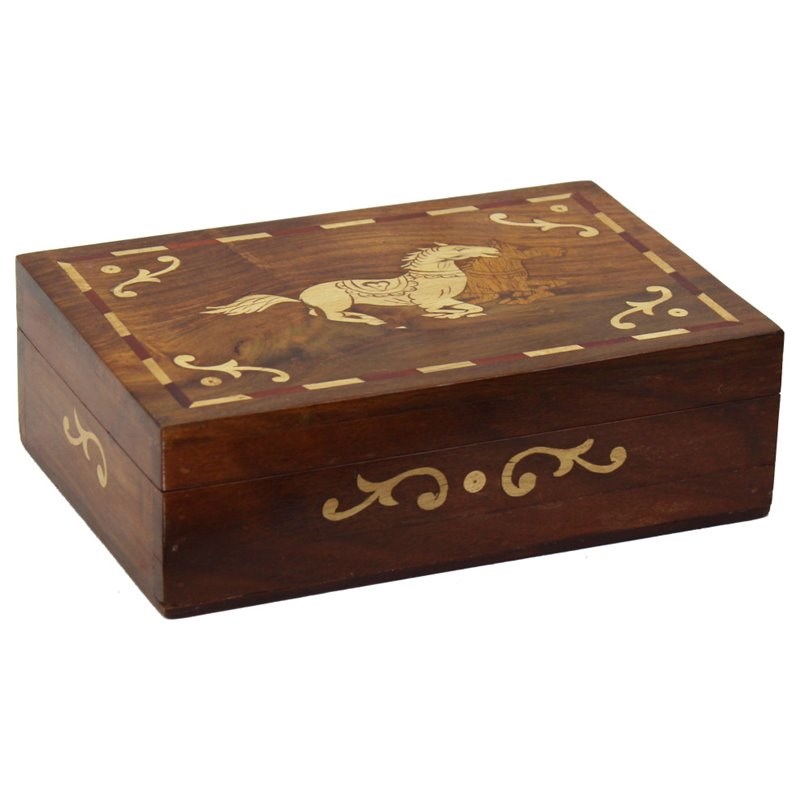 Natural Geo Handmade Rosewood Horse Wooden Decorative Box