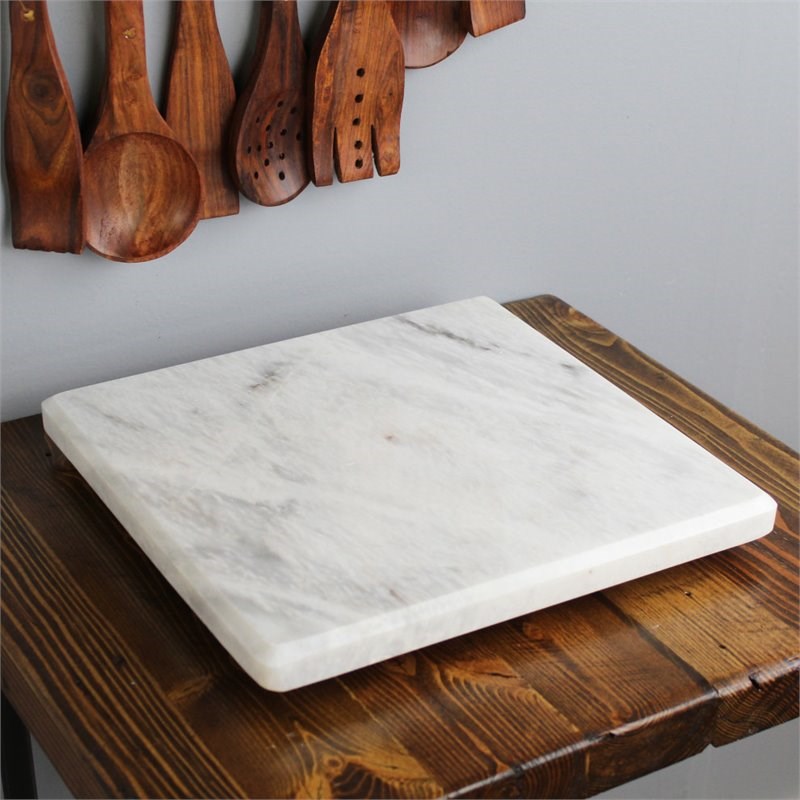 Natural Geo Decorative White Square Marble Kitchen Cutting Board