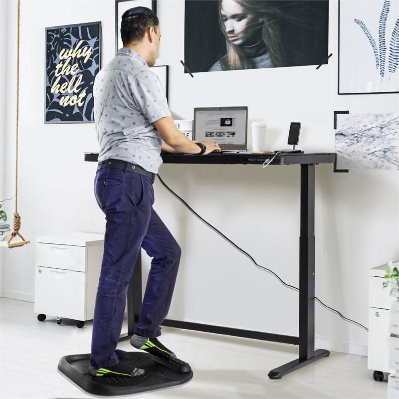 Living Essentials Jefferson Electric Glass Top Standing Desk In Black Homesquare