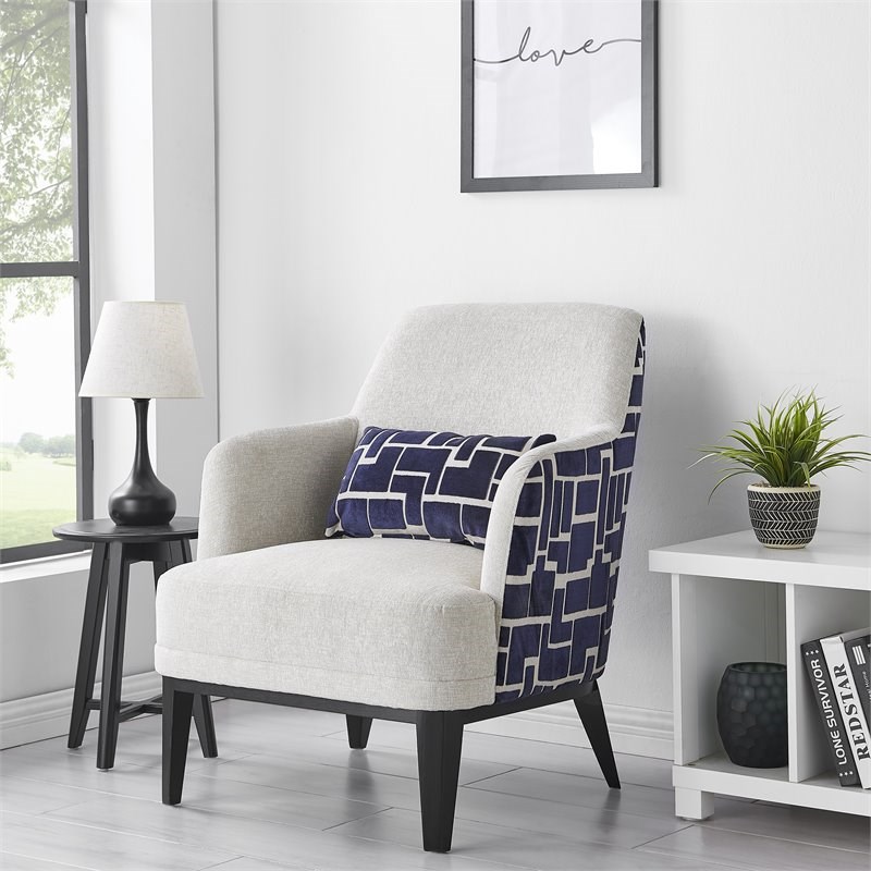 Sofas To Go Chelsea Fabric Accent Chair in Intermix Dove Beige/Espresso