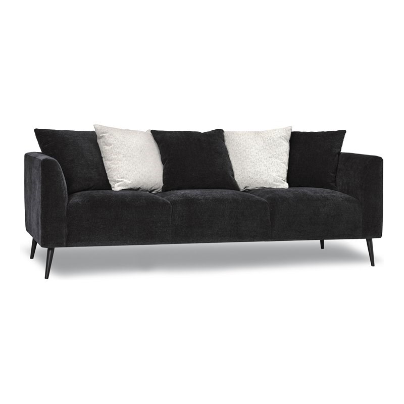 Sofas To Go Lainey Contemporary Polyester Fabric Sofa in Ciao Onyx/Black