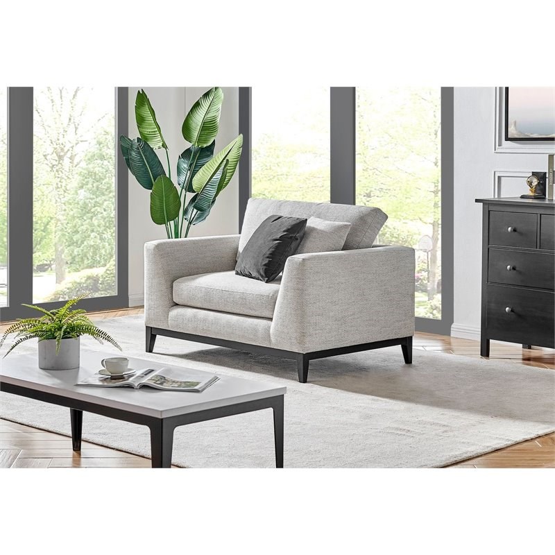 Sofas To Go Koko Transitional Fabric Chair in Majestic Pearl/Gray and Black