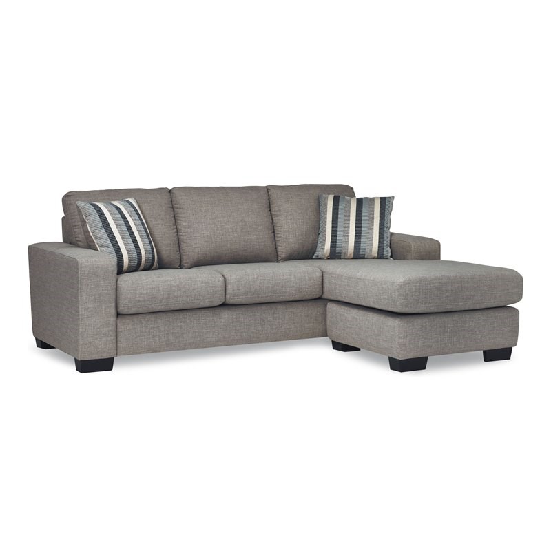 Sofas To Go Layla Fabric Sectional with Reversible Chaise in Platinum/Gray