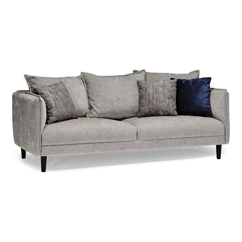 Sofas To Go Aksel Contemporary Polyester Fabric & Wood Sofa in Mia Platinum/Gray