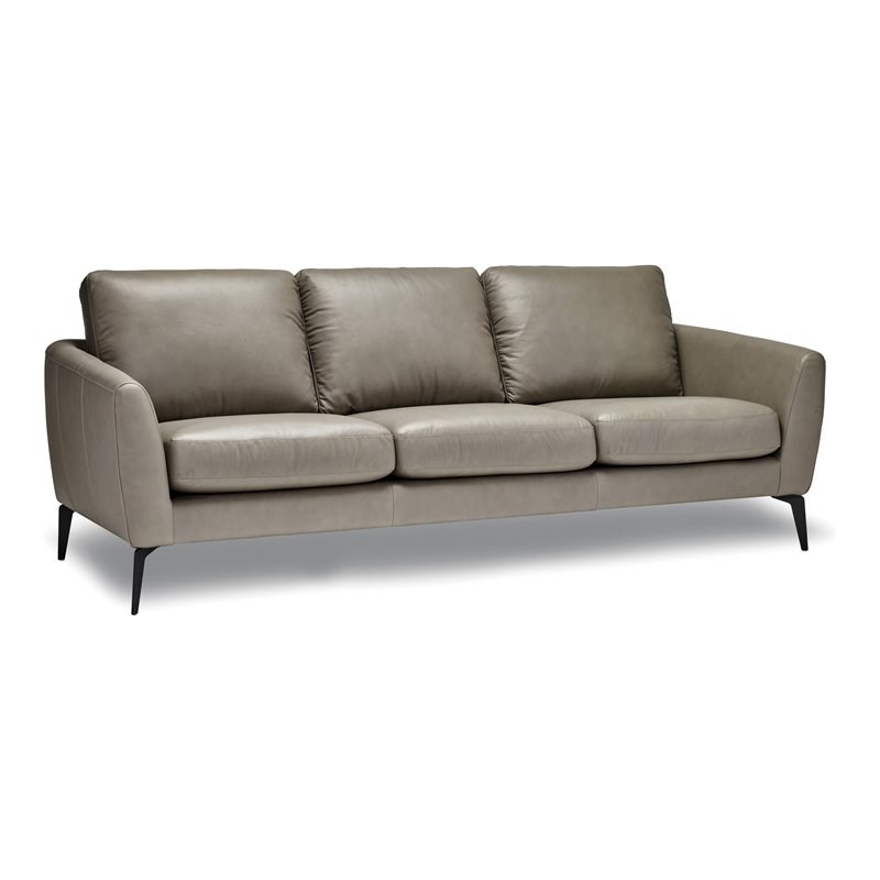 Sofas To Go Hermosa Contemporary Top Grain Leather/Metal Sofa in Apollo Gray