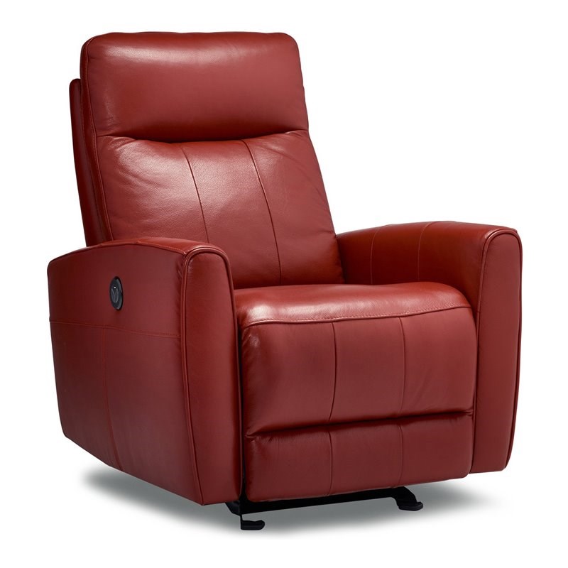 Sofas To Go Woodward Transitional Leather Power Recliner in Verona Tomato Red
