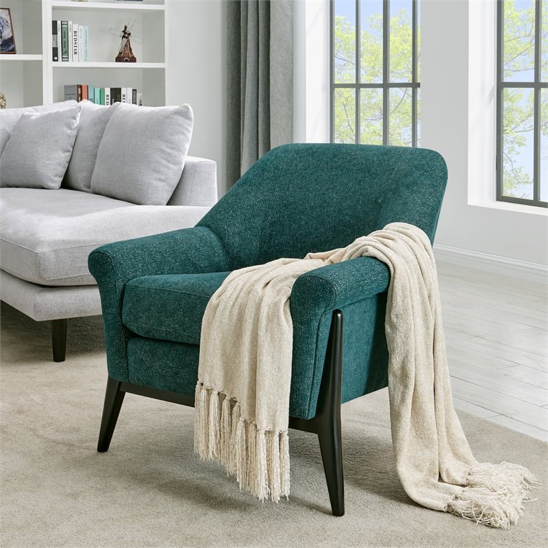 Sofas To Go Rian Modern Polyester Fabric Accent Chair in Honor Peacock Green