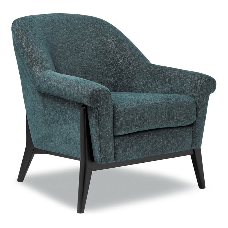Sofas To Go Rian Modern Polyester Fabric Accent Chair in Honor Peacock Green