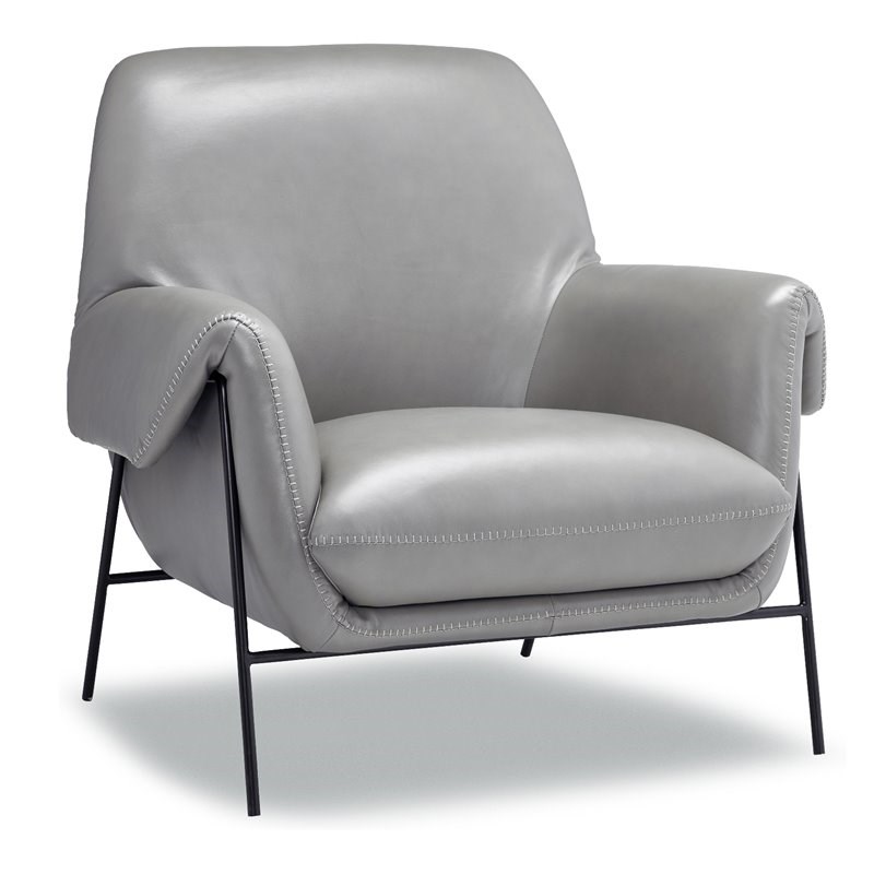 Sofas To Go Walls Contemporary Leather Accent Chair in Apollo Gray/Black