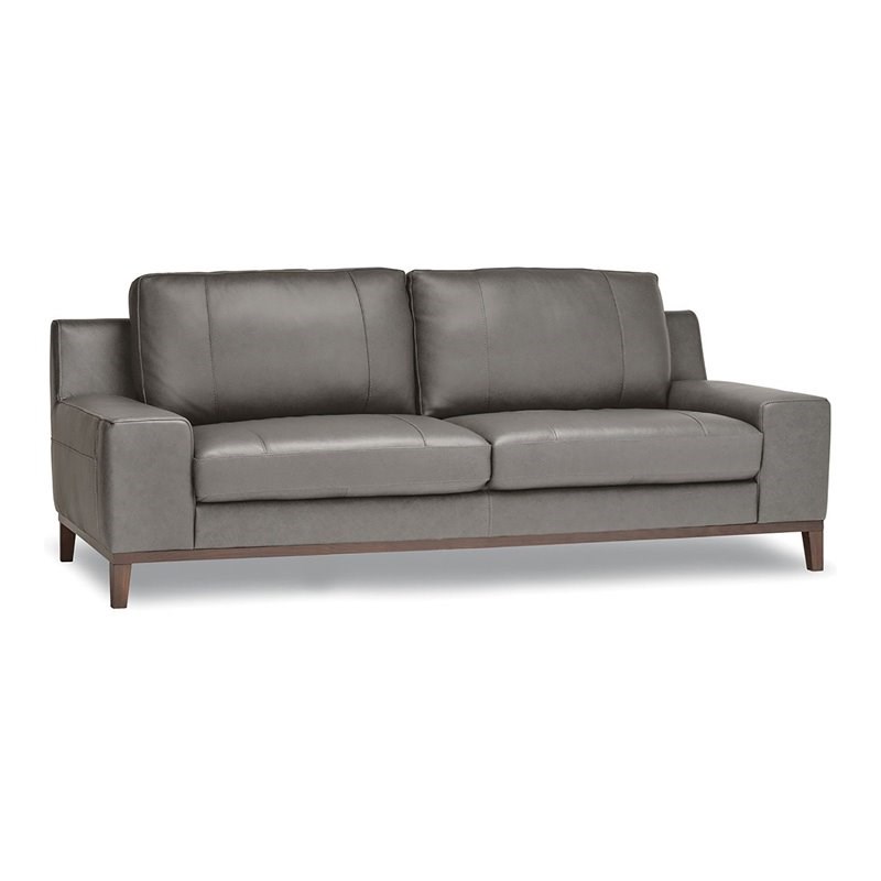 Sofas To Go Oli Top Grain Leather & Solid Wood Sofa in Ranger Gravel/Gray