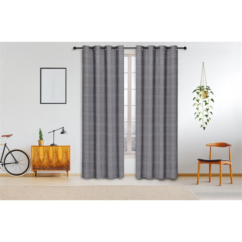 Safdie & Co. Curtain Room Darkening Houndstooth Check in MultiColor
