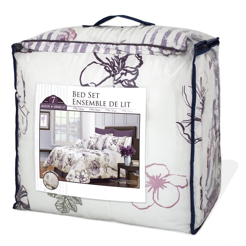 Safdie & Co. 7-piece Angelica Premium Microfiber King Comforter Set in Purple