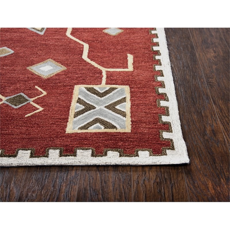 Durango 5' x 8' Southwest/Tribal Red/Multi Hand-Tufted Area Rug