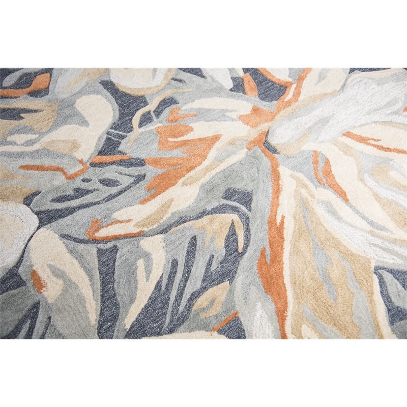 Alora Decor Lapis 8' x 10' Floral Blue/Gray/Beige/Orange Hand-Tufted Area Rug
