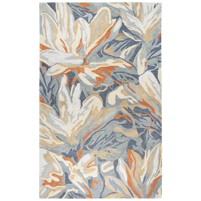 Alora Decor Lapis 8' x 10' Floral Blue/Gray/Beige/Orange Hand-Tufted Area Rug