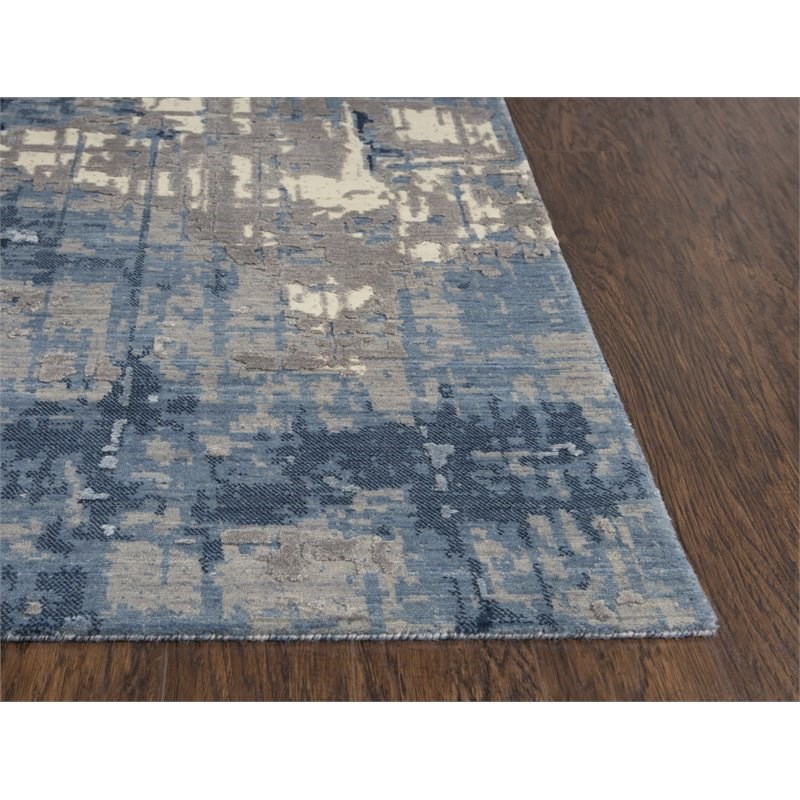 Alora Decor Radiant 10' x 13' Abstract Blue/Ivory/Gray Hybrid Area Rug