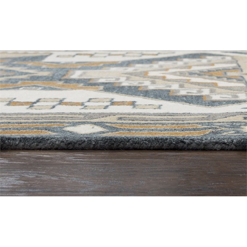 Ryder 8' Round Southwest/Tribal Gray/Tan Hand-Tufted Area Rug