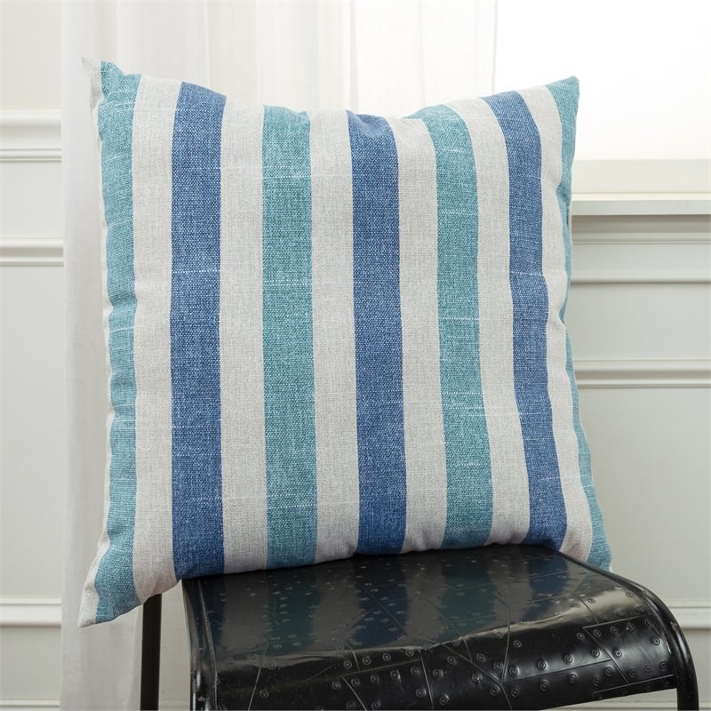 Outdoor Printed Stripe Polyester Pillow in Multi-Color