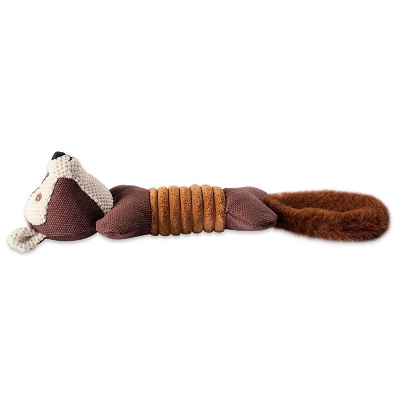 Bone Dry Fabric Squirrel/Raccoon Squeaky Bone Pet Toy in Multi-Color (Set of 2)
